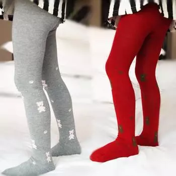 Детские колготки, носки с рисунком медведя для девочек, детские чулки, леггинсы S