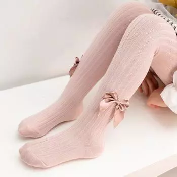 Детские колготки, однотонные чулки с бантом для девочек, носки, леггинсы S