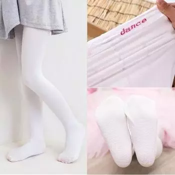 Детские колготки весна и осень тонкие стильные танцевальные белые шелковые носки детские и девчачьи штаны для практики танцевальные носки для выступлений S/80-90cm