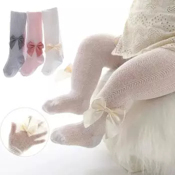 Детские колготки весна осень однотонные детские колготки сетчатые колготки с бантом танцевальные колготки леггинсы для девочек S белый