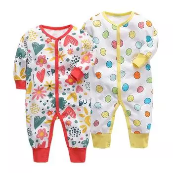 Детские комбинезоны из 2 предметов, мягкая хлопковая одежда для новорожденных девочек и мальчиков, пижамный комплект с длинными простынями для младенцев 3-6Months