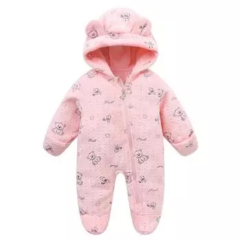Детские комбинезоны, зимний комбинезон, флисовый комбинезон для мальчиков, теплая одежда для новорожденных девочек, детские костюмы Bebe 50cm розовый