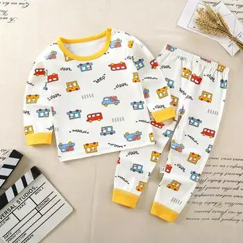 Детские комплекты для мальчиков и девочек из хлопка, одежда на осень и зиму, штаны, пижамы 73