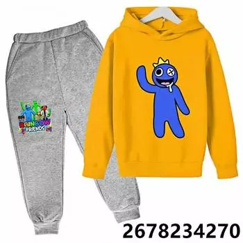 Детские комплекты с капюшоном и свитерами, толстовки для мальчиков и девочек, аниме-топы, кавайная верхняя одежда, детская одежда Sudadera, толстовки с капюшоном Game Rainbow Friends 100