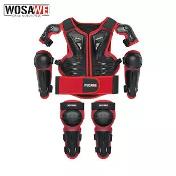 Детские комплекты защитного снаряжения для мотоциклов, наколенники, налокотники, бронежилет, защита груди чёрный