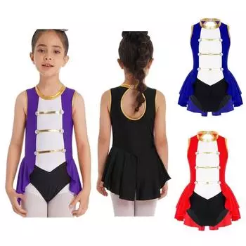 Детские костюмы для косплея циркового манежа для девочек, костюм-купальник без рукавов на Хэллоуин, карнавальный гимнастический комбинезон 5-6 Years красный