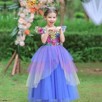 Детские костюмы на Хэллоуин, средние и большие детские длинные платья, платья для косплея и маскарада, платья для вечеринок и банкетов 110cm синий