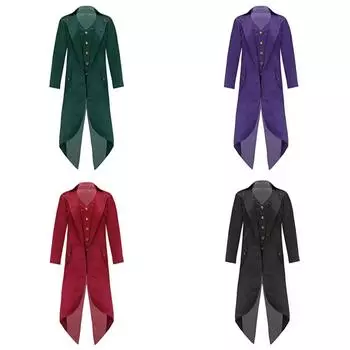 Детские костюмы в стиле стимпанк эпохи Возрождения, искусственный фрак из двух частей, ретро, золотые пуговицы, однотонная викторианская куртка 5-6 Years бордовый