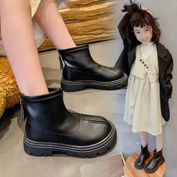 Детские кожаные ботинки, ботинки Martin для девочек 27 чёрный