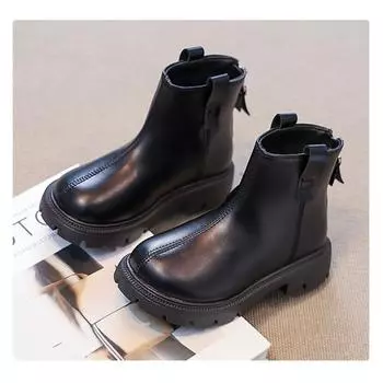 детские кожаные ботинки martin осень и зима новые 26 чёрный