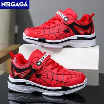 Детские кожаные кроссовки с героями мультфильмов, спортивная обувь для мальчиков 5–16 лет, детские уличные кроссовки, размер 26–38, нескользящая обувь 26