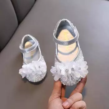 Детские кожаные туфли, элегантные повседневные балетки на плоской подошве для девочек, милые модные детские туфли принцессы для вечеринки, свадьбы 21 чёрный