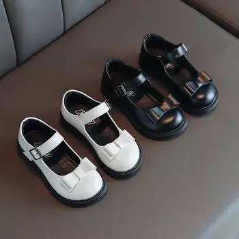 Детские кожаные туфли простые черные школьные туфли для девочек для выступлений модные повседневные универсальные детские туфли принцессы на плоской подошве мягкие 27 белый