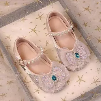 Детские кожаные туфли Sweet Crown для девочек, праздничные туфли, модные блестки, детские туфли принцессы, повседневные туфли на плоской подошве с липучкой 23