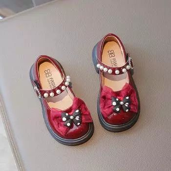 Детские кожаные туфли весна-осень кружевные банты детские туфли Мэри Джейн модные универсальные милые женские принцессы черные туфли-одиночки 26 чёрный