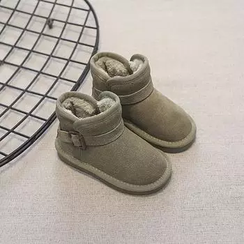Детские кожаные зимние ботинки, мягкая подошва, бархатная хлопковая обувь, детские классические зимние хлопковые ботинки большого размера, короткие хлопковые ботинки, отправляются от имени других лиц. 22