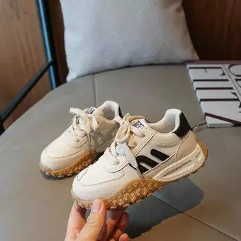 Детские кроссовки 2023 Весна Осень Новые Модные Повседневные Туфли Для Девочек Для Мальчиков Мягкие Дышащие Простые Нескользящие Спортивные Туфли На Плоской Подошве 27 чёрный