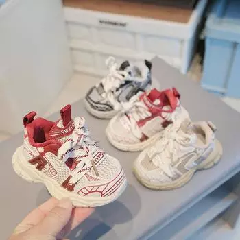 Детские кроссовки 2025 Весна Мальчики Сетчатые дышащие кроссовки для бега Девочки Малыши Обувь Папа 15