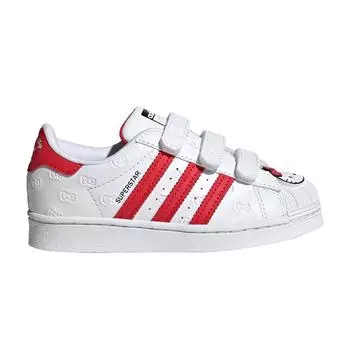 Детские кроссовки adidas Hello Kitty x Superstar J Allover с тиснеными бантами White Cloud-White Vivid-Red GV8865 33