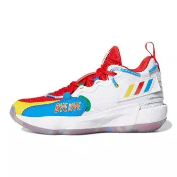 Детские кроссовки adidas LEGO x Dame 7 EXTPLY Big Kid Bye Bye, разноцветные, облачно-белые, ярко-красные, S42806 36