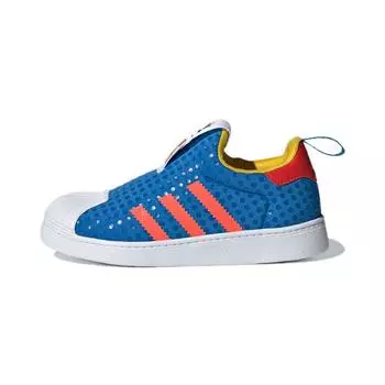 Детские кроссовки adidas LEGO x Superstar 360 J Shock Blue, обувь белого цвета, Eqt-желтого цвета H02730 34