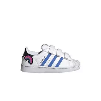 Детские кроссовки adidas Superstar Little Kid Rainbow Decal White Cloud-White Pulse-Blue GV8988 28