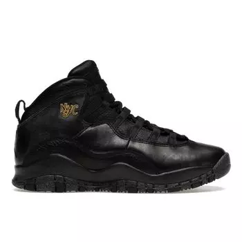 Детские кроссовки Air Jordan 10 Retro BG NYC Черный Черный-Темно-Серый-Металлик-Золотой 310806-012