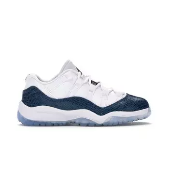 Детские кроссовки Air Jordan 11 Retro Low PS Navy Snakeskin 2019 Белый Черный-Темно-синий CD6848-102