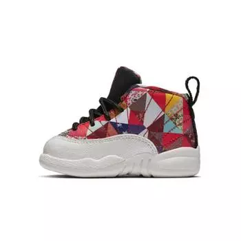 Детские кроссовки Air Jordan 12 Retro TD в честь китайского Нового года 2019, разноцветные, парусиновые, металлик, золото, настоящий красный BQ6499-600