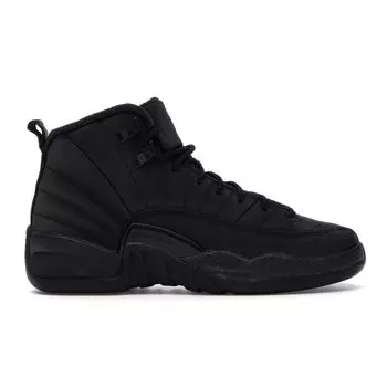 Детские кроссовки Air Jordan 12 Retro Winterized GS Triple Black черно-антрацитовые BQ6852-001