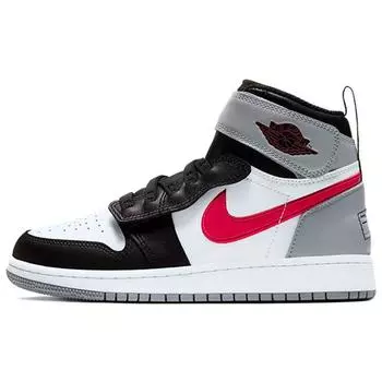 Детские кроссовки Air Jordan 1 High FlyEase GS Particle Grey Black White Gym-Red CT4897-002