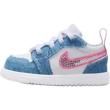 Детские кроссовки Air Jordan 1 Low ALT SE TD Деним с пайетками Синий Кобальт-Блаженство Белый HQ2002-400 23.5