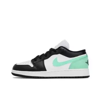 Детские кроссовки Air Jordan 1 Low GS Green Glow Белый Черный 553560-131 36