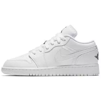 Детские кроссовки Air Jordan 1 Low GS Triple White Черные 553560-110