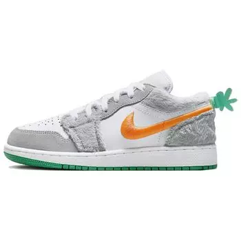 Детские кроссовки Air Jordan 1 Low GS Rabbit Серые светло-дымчато-серые Total-Orange DZ6333-083 36