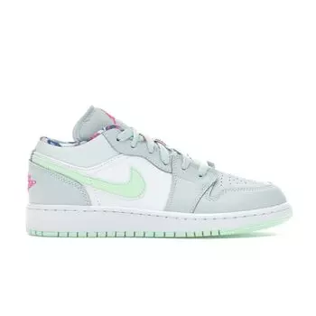 Детские кроссовки Air Jordan 1 Low GS Barely Grey Spruce White Laser-Fuchsia Frosted-Spruce 554723-051