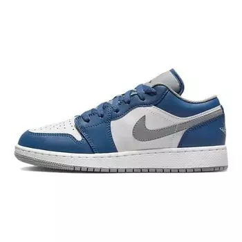 Детские кроссовки Air Jordan 1 Low GS True Blue Cement Cement-Grey White 553560-412 35.5
