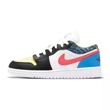 Детские кроссовки Air Jordan 1 Low GS Funky Patterns Белый Черный Light-Fusion-Red DH5927-006 36