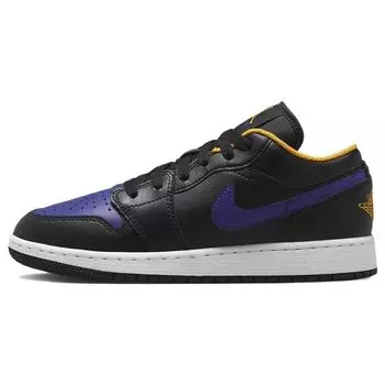 Детские кроссовки Air Jordan 1 Low GS Lakers Black Dark-Concord Taxi 553560-075 35.5
