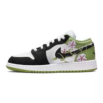 Детские кроссовки Air Jordan 1 Low SE GS Floral Зеленый Белый Черный DQ8389-100 36.5