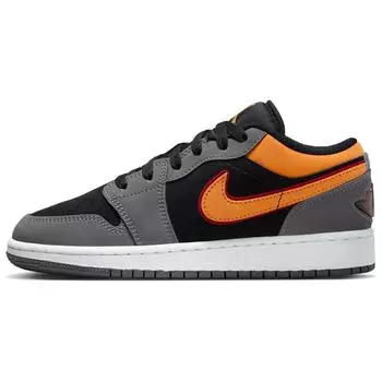 Детские кроссовки Air Jordan 1 Low SE GS Vivid Orange серо-черные светло-графитовые FN7671-008 37.5