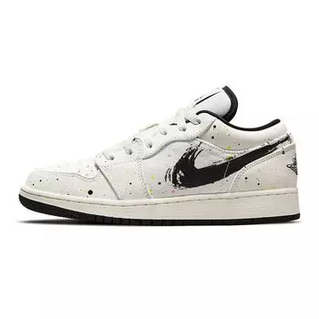 Детские кроссовки Air Jordan 1 Low SE GS Paint Splatter кремового цвета с парусом DH3295-100 35.5
