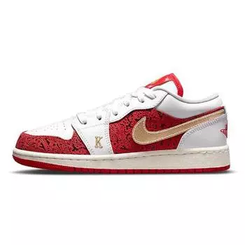 Детские кроссовки Air Jordan 1 Low SE GS Spades Белый Университет-Красный Металлик-Золотой DJ5186-100 36