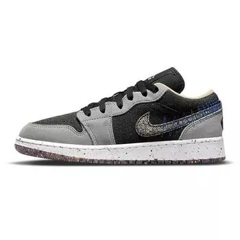 Детские кроссовки Air Jordan 1 Low SE GS Crater Серый Светло-Дымчато-Серый Черный DM4690-001 35.5
