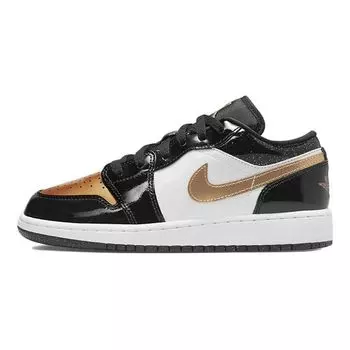 Детские кроссовки Air Jordan 1 Low SE GS Gold Toe Черный металлик-золотой белый DR6970-071 38.5