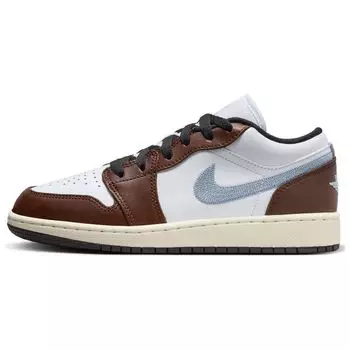Детские кроссовки Air Jordan 1 Low SE GS Mocha Blue Grey White Black Sail FQ8156-142 36