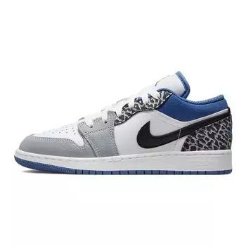 Детские кроссовки Air Jordan 1 Low SE GS True Blue Белый Черный Цементно-серый DQ2514-140 36