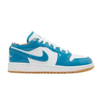 Детские кроссовки Air Jordan 1 Low SE GS Barcelona Белые Cyber-Teal DM0589-400 35.5