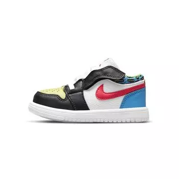 Детские кроссовки Air Jordan 1 Low TD Funky Patterns Белый Черный Light-Fusion-Red DH5928-006 23.5