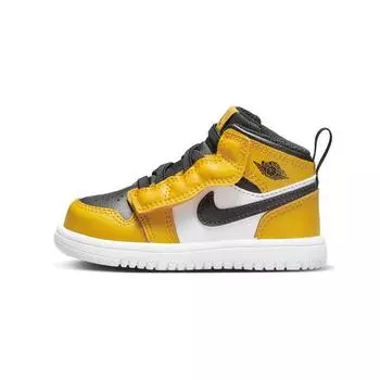 Детские кроссовки Air Jordan 1 Mid ALT TD Taxi Желтый Черный Белый AR6352-701 21